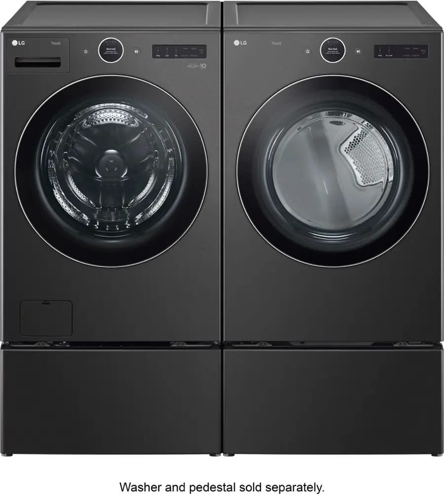 Alt View 35. LG - 7.4 Cu. Ft. Stackable Smart Electric Dryer with TurboSteam - Black Steel.