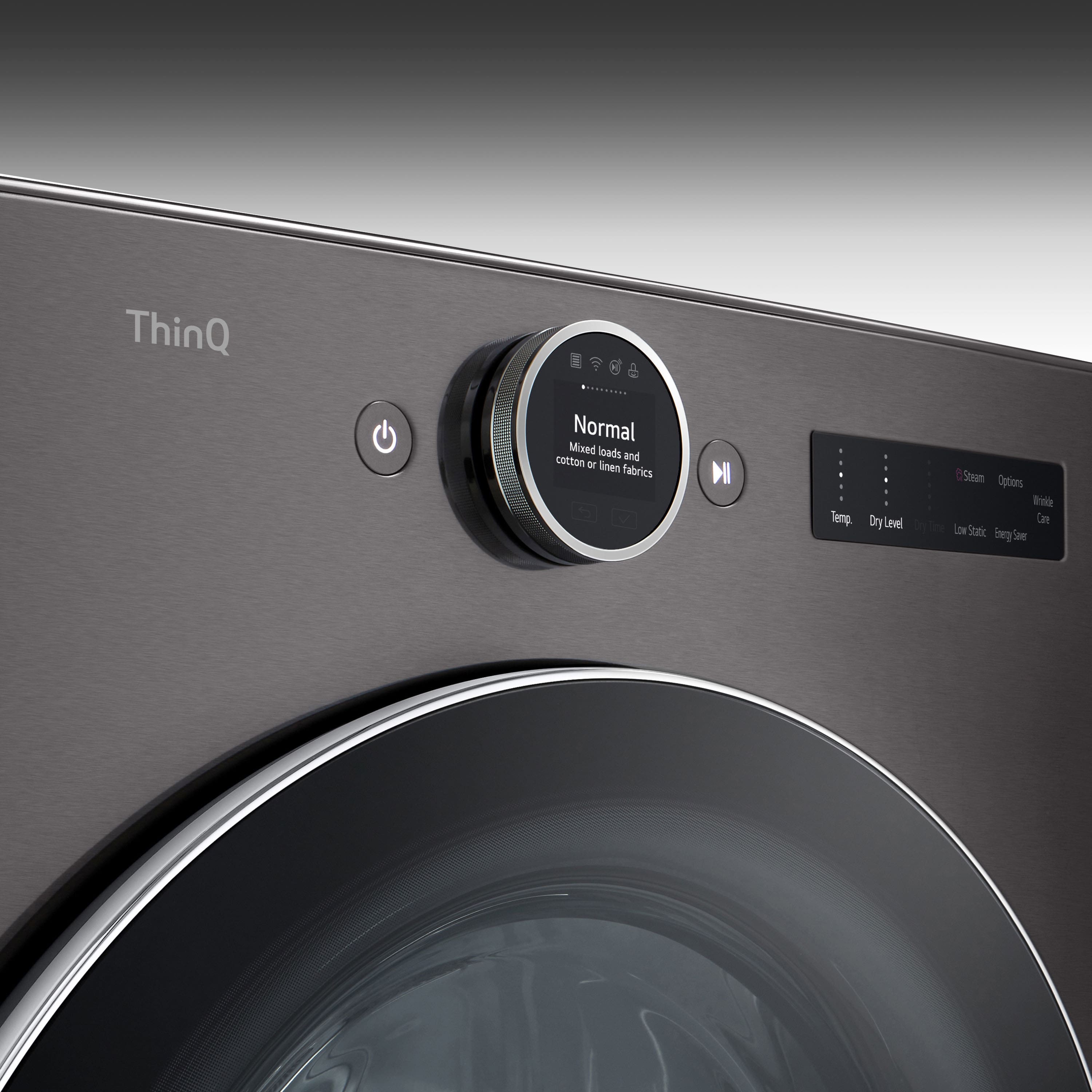 Alt View 22. LG - 7.4 Cu. Ft. Stackable Smart Electric Dryer with TurboSteam - Black Steel.