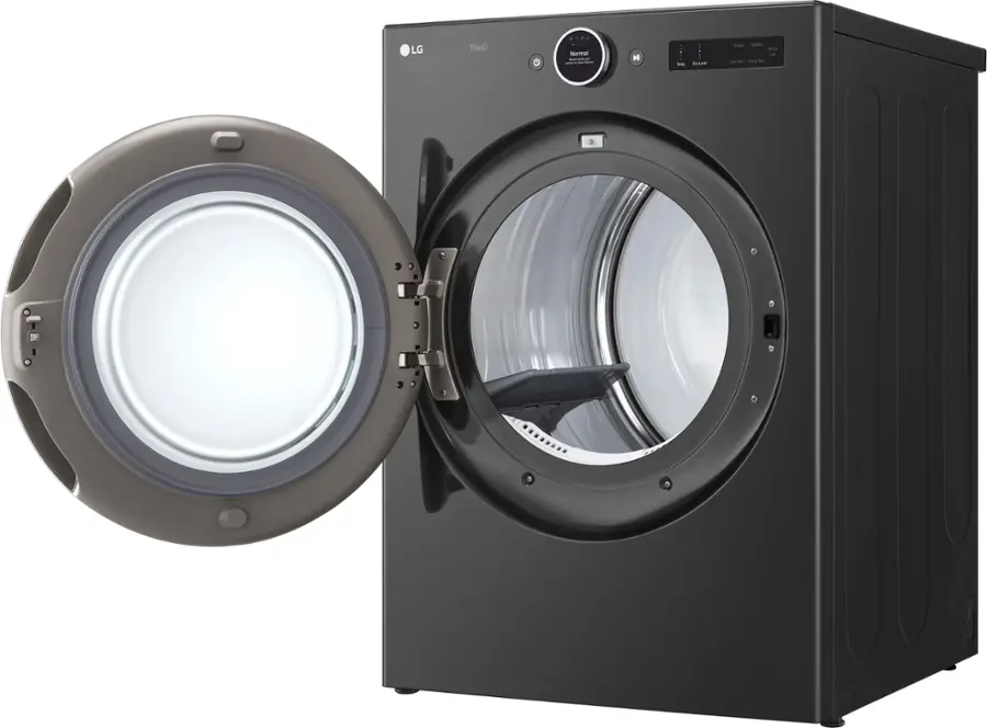 Alt View 18. LG - 7.4 Cu. Ft. Stackable Smart Electric Dryer with TurboSteam - Black Steel.