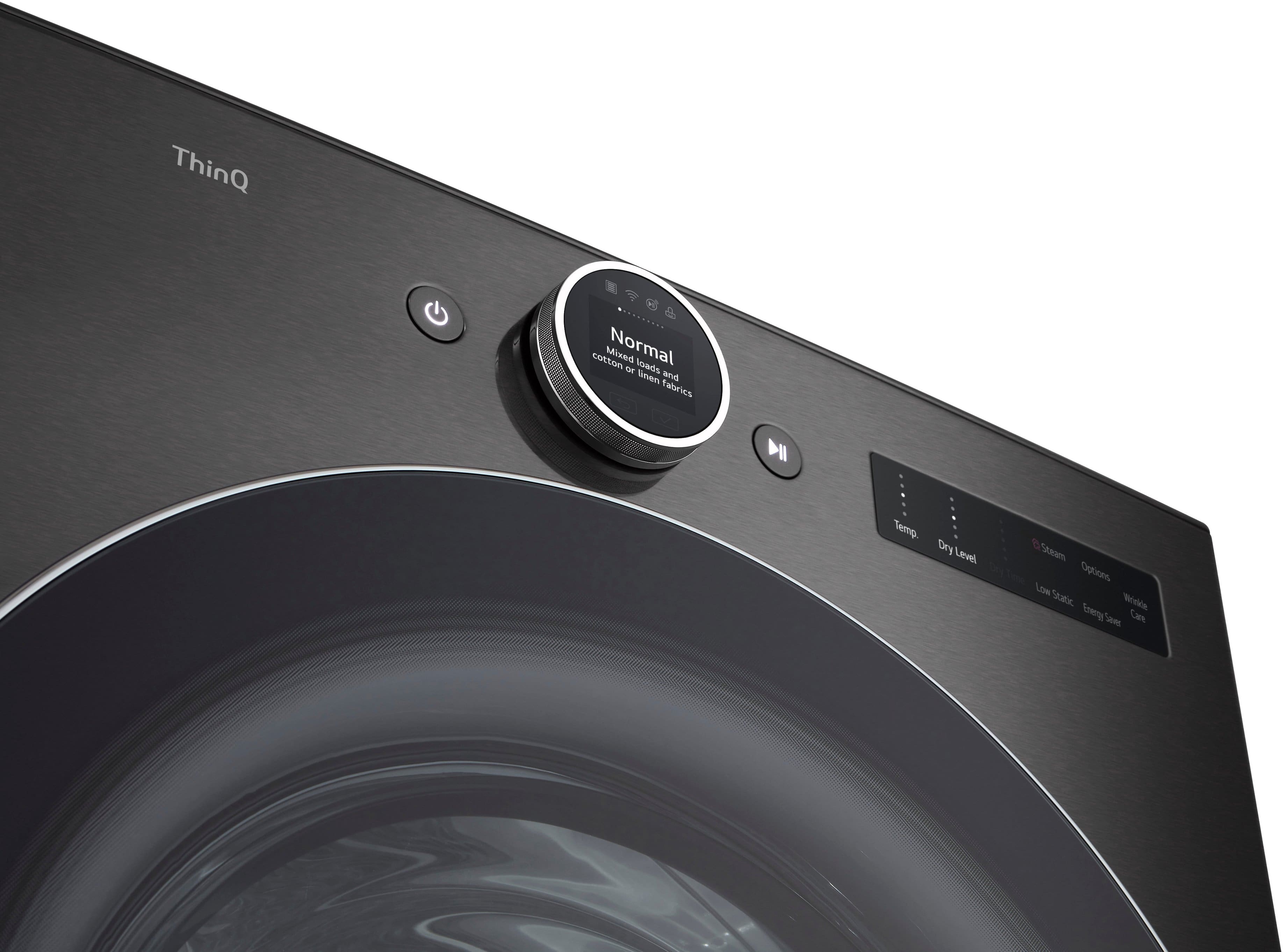 Alt View 19. LG - 7.4 Cu. Ft. Stackable Smart Electric Dryer with TurboSteam - Black Steel.