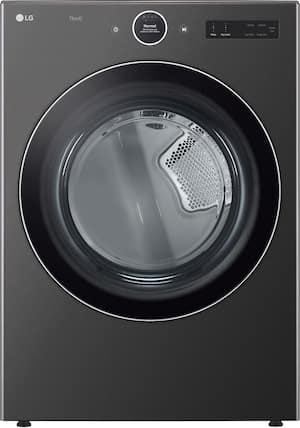 LG - 7.4 Cu. Ft. Stackable Smart Gas Dryer with TurboSteam - Black Steel