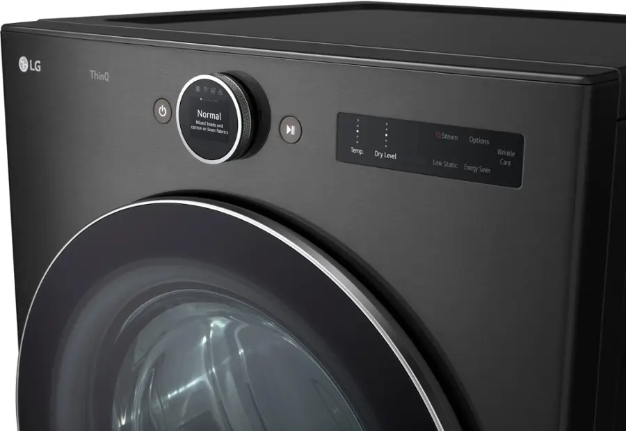 Alt View 22. LG - 7.4 Cu. Ft. Stackable Smart Gas Dryer with TurboSteam - Black Steel.