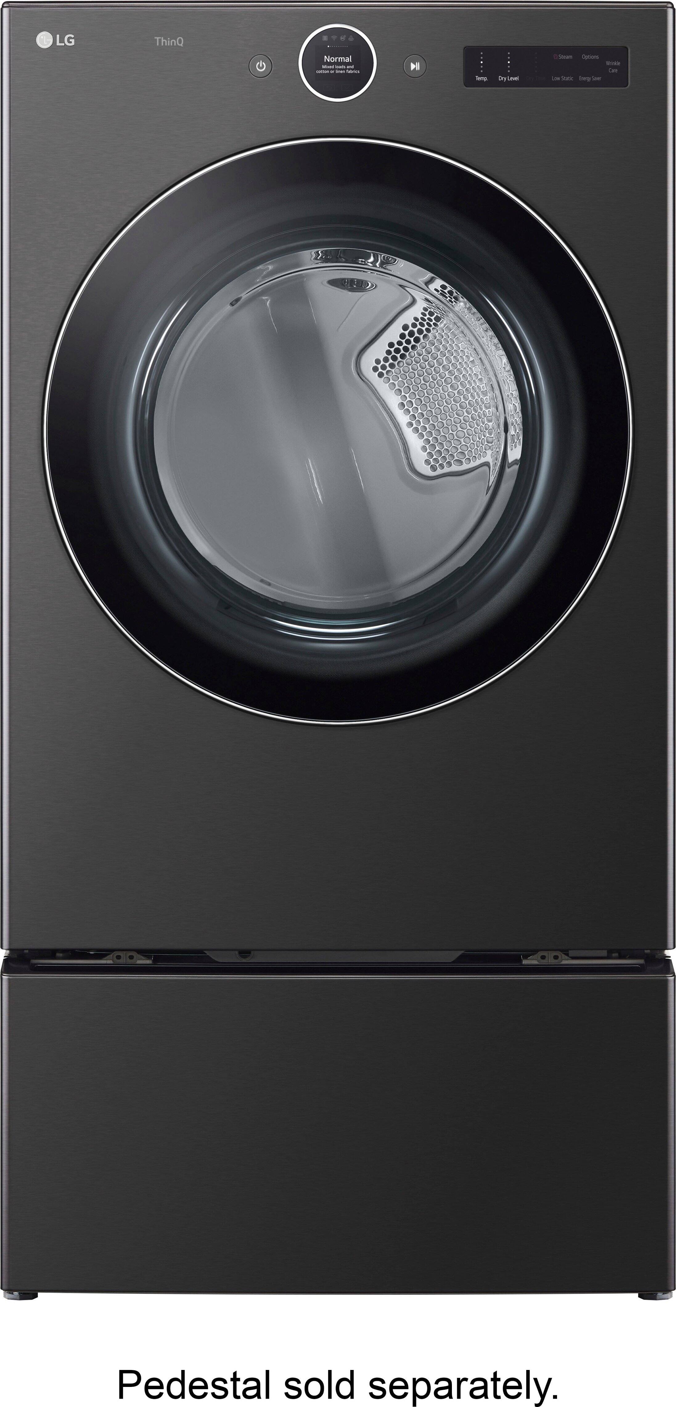 Alt View 27. LG - 7.4 Cu. Ft. Stackable Smart Gas Dryer with TurboSteam - Black Steel.