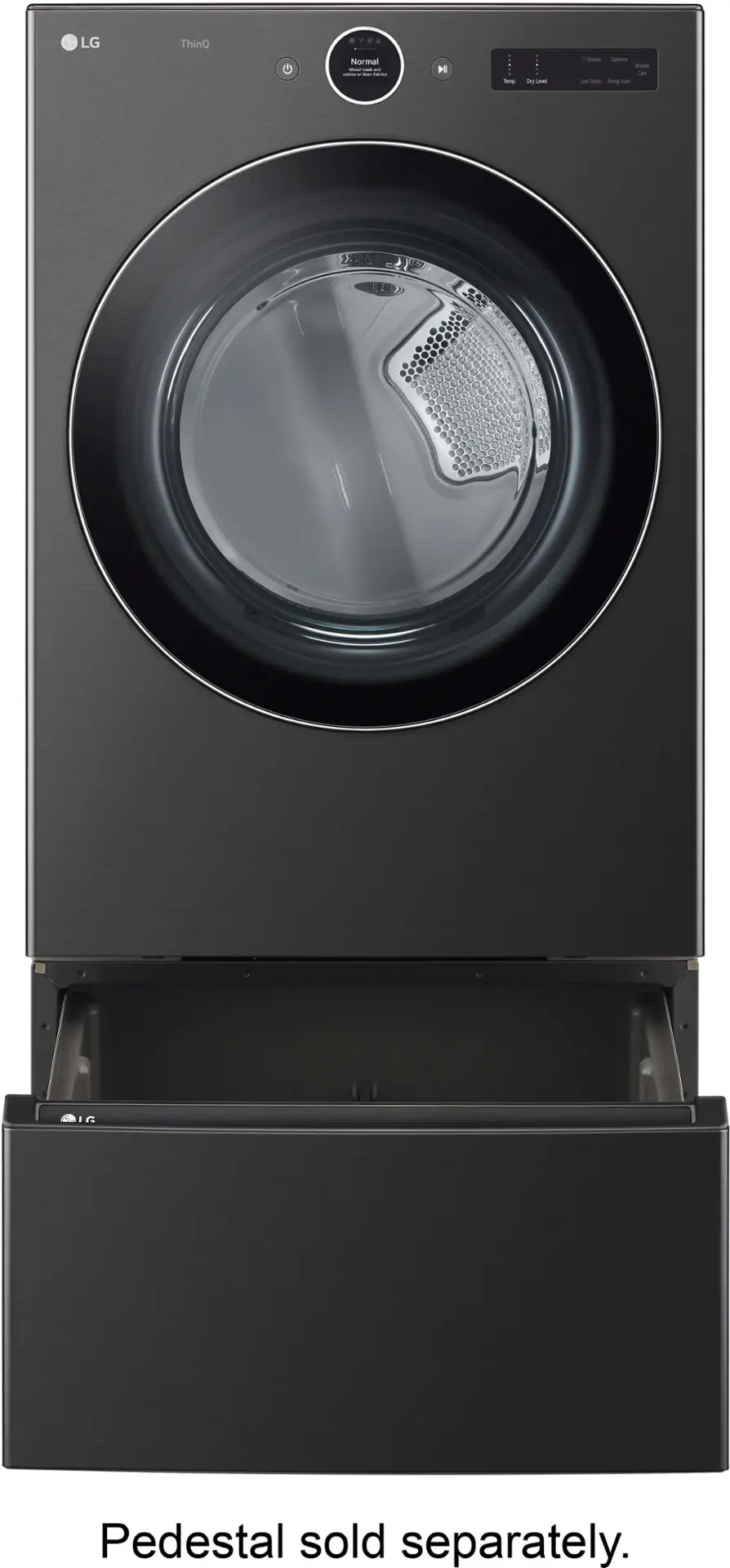 Alt View 28. LG - 7.4 Cu. Ft. Stackable Smart Gas Dryer with TurboSteam - Black Steel.