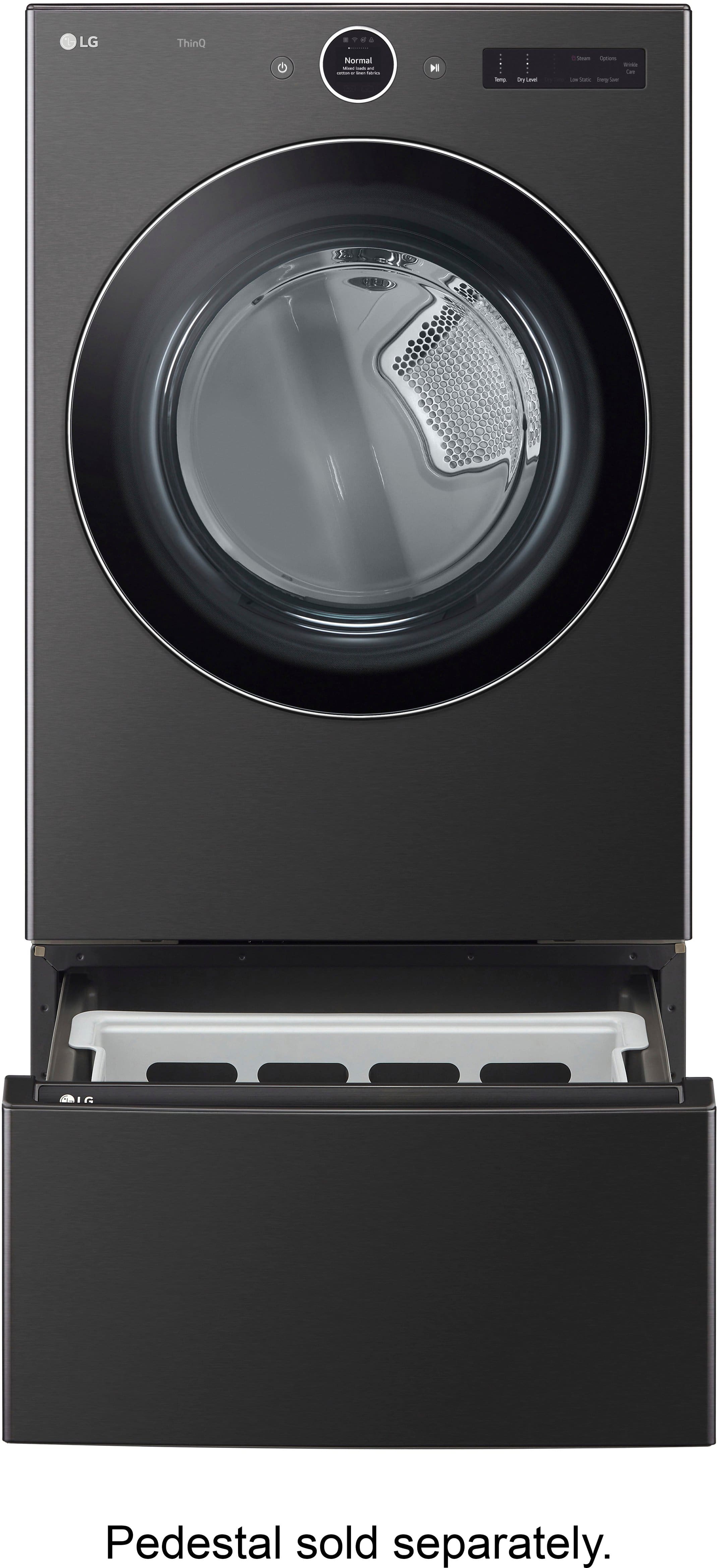 Alt View 29. LG - 7.4 Cu. Ft. Stackable Smart Gas Dryer with TurboSteam - Black Steel.
