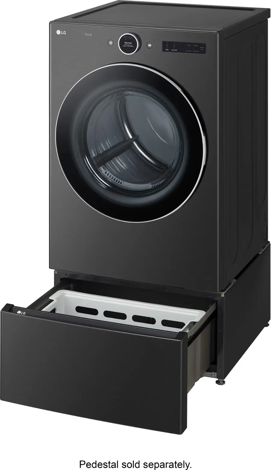 Alt View 33. LG - 7.4 Cu. Ft. Stackable Smart Gas Dryer with TurboSteam - Black Steel.