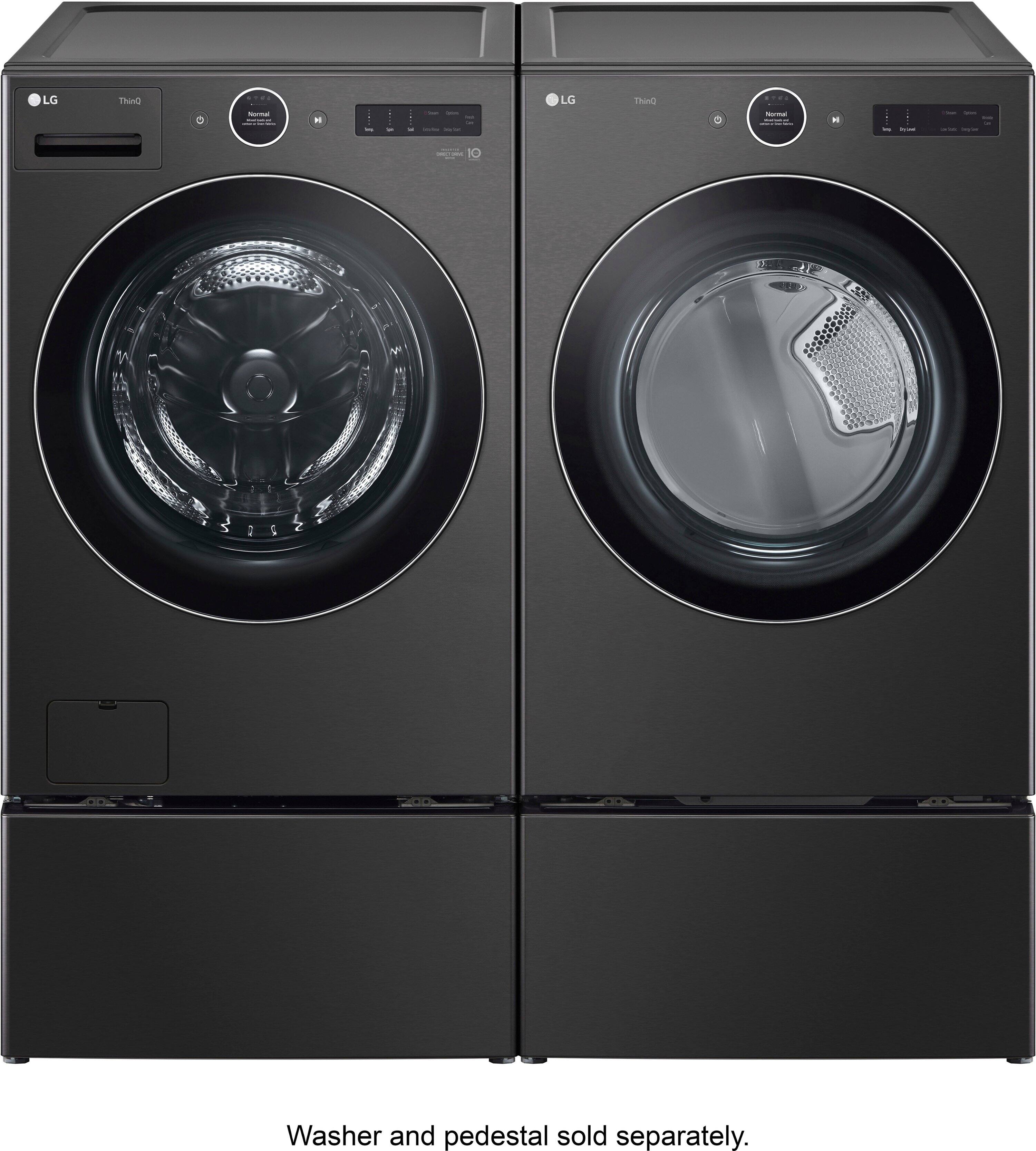 Alt View 35. LG - 7.4 Cu. Ft. Stackable Smart Gas Dryer with TurboSteam - Black Steel.