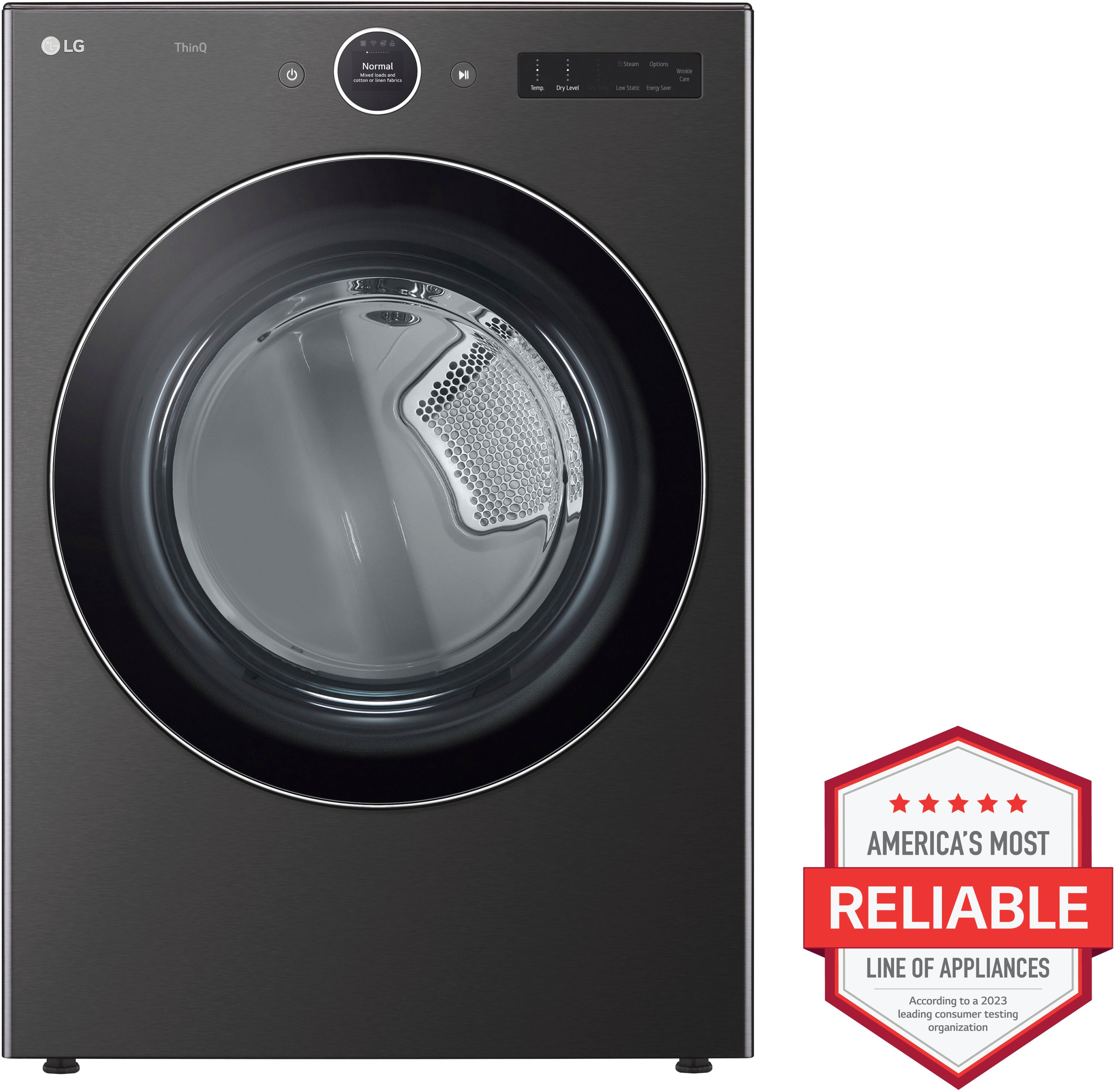 LG ThinQ Steam Dryer - America's Most Reliable Line of Appliances according to J.D. Power 2023.