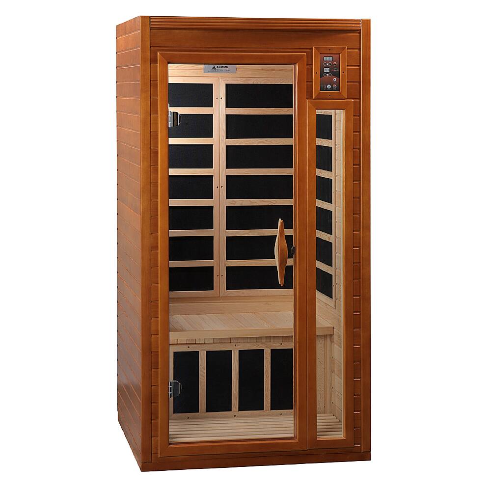 Front. Golden Designs - Barcelona 1 to 2 Person Hemlock Wood Low EMF FAR Infrared Sauna For Home - Brown.