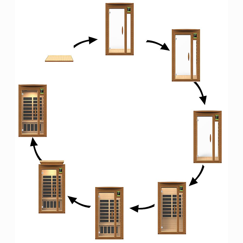 Alt View 2. Golden Designs - Barcelona 1 to 2 Person Hemlock Wood Low EMF FAR Infrared Sauna For Home - Brown.