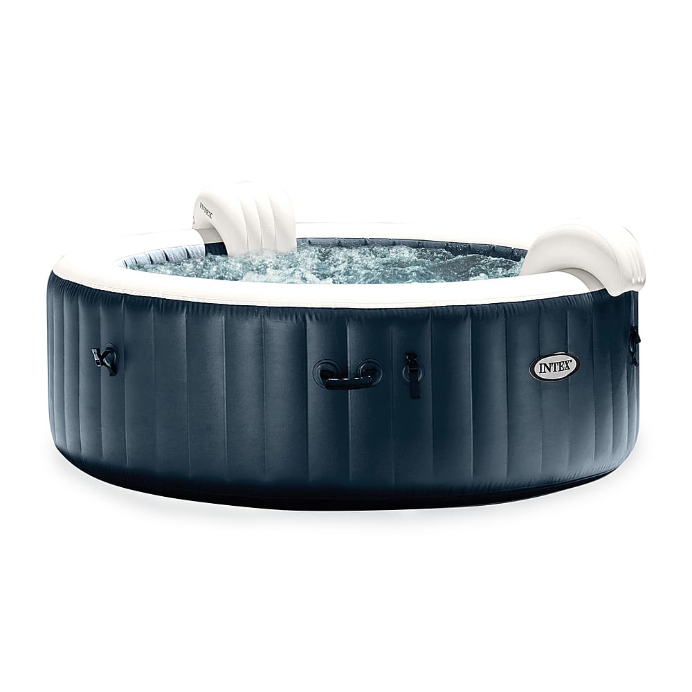 Front. Intex - PureSpa Plus Portable Inflatable Hot Tub Bubble Jet Spa 85 x 28 in - Blue.