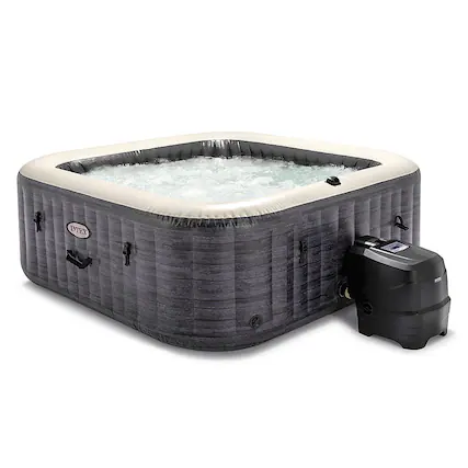 Front. Intex - PureSpa Plus Inflatable Square Hot Tub Spa 94x28 in - Gray.
