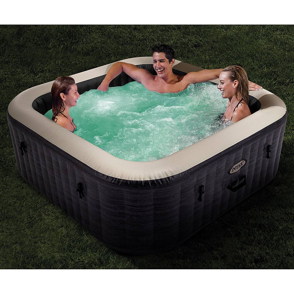 Left. Intex - PureSpa Plus Inflatable Square Hot Tub Spa 94x28 in - Gray.