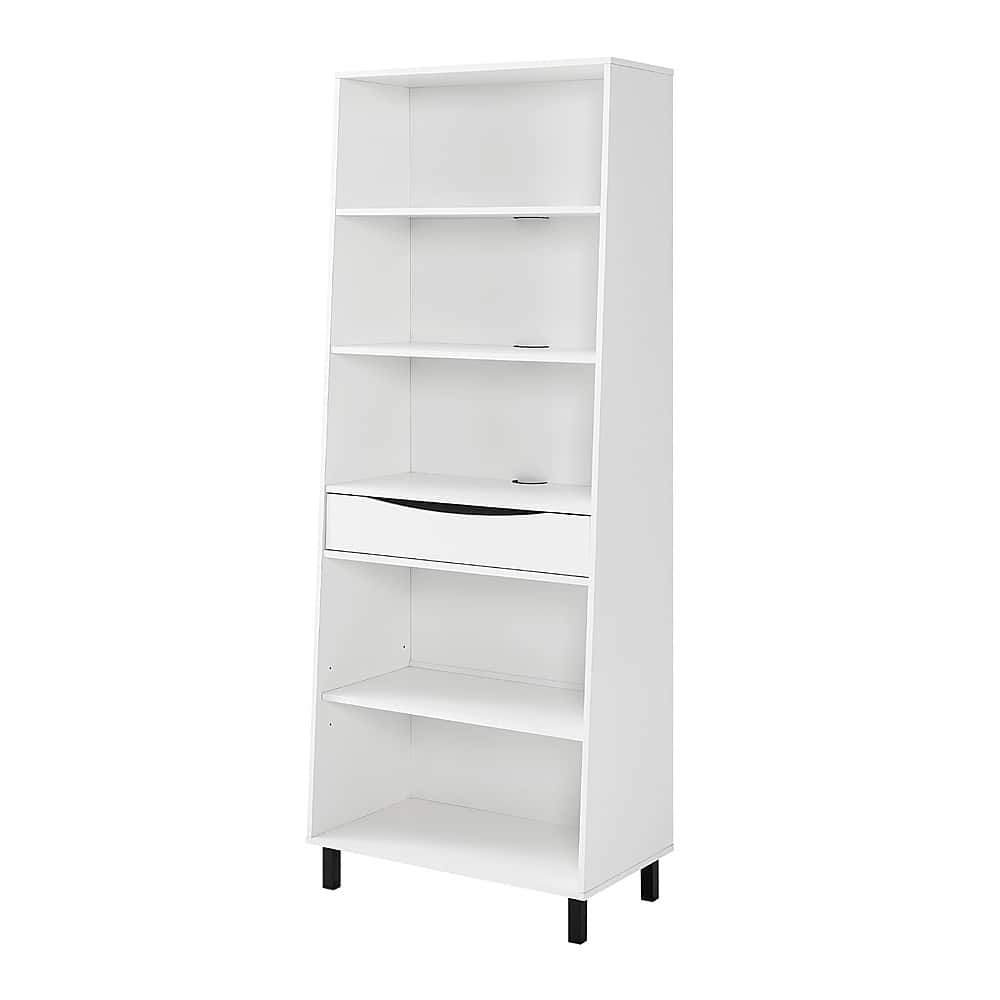 Walker Edison – Modern Drawer 5-Shelf Tall Bookcase – Solid White Sansujyuku sansujyuku.com