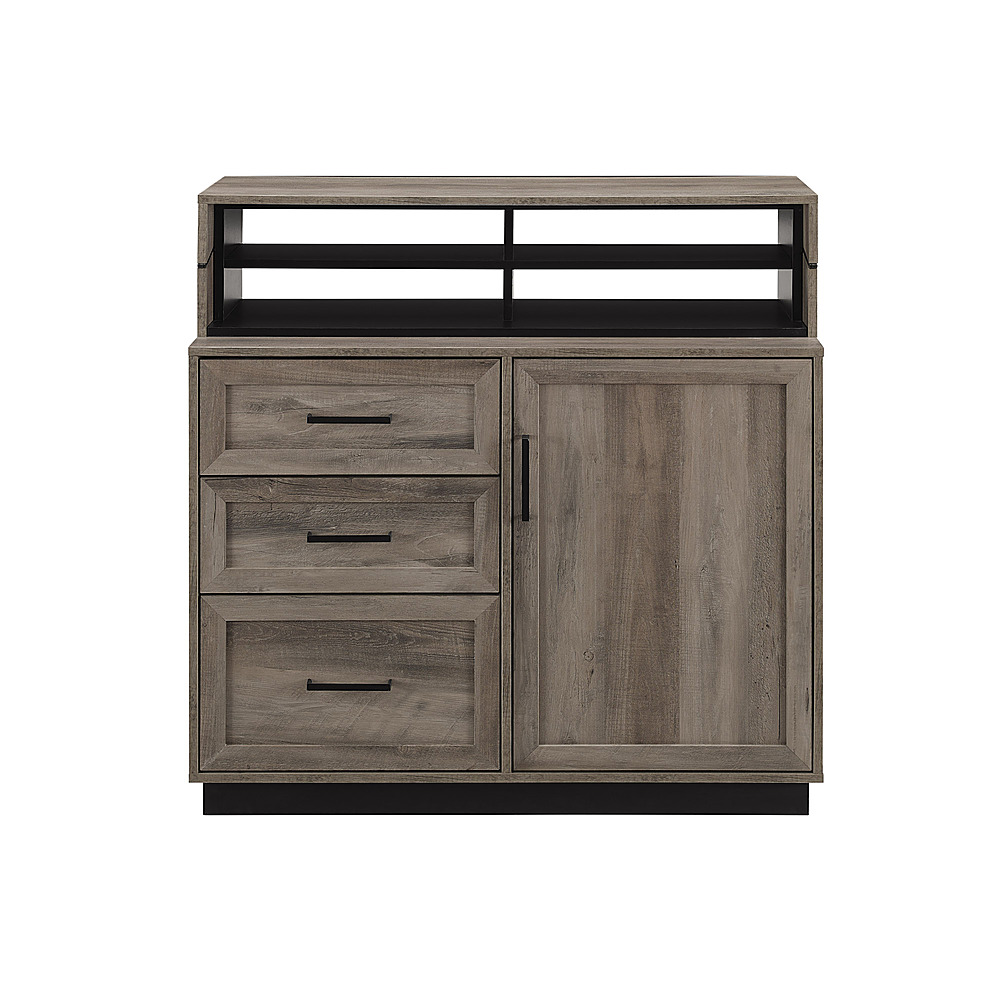 Walker Edison - 4-Drawer Armoire Computer Desk with Hutch - Dark Walnut