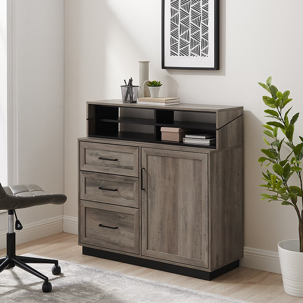 Best Buy: Walker Edison Modern Adjustable Secretary Desk with Storage ...