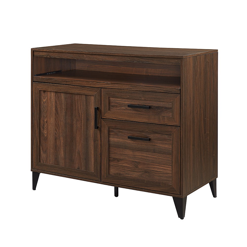 Walker Edison – Modern Storage Secretary Desk with Gliding Shelf – Dark Walnut Sansujyuku sansujyuku.com