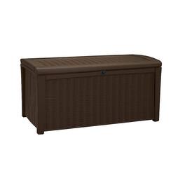 Keter - 110 G Rattan Wicker Style Resin Patio Storage Deck Box Bench - Brown