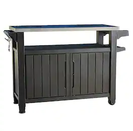 Keter - 78 Gallon Patio Storage Unit BBQ Grilling Bar Cart Furniture - Dark Brown