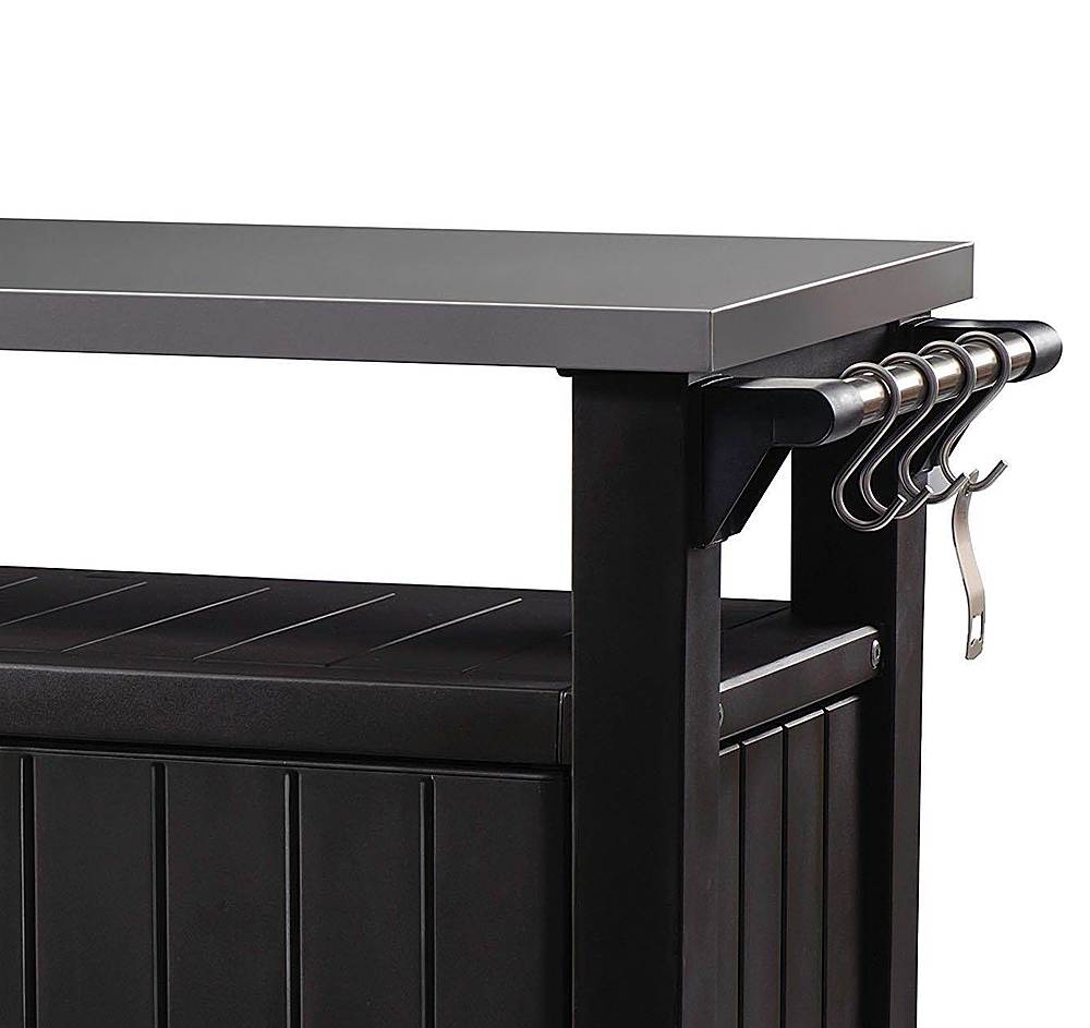 Alt View 11. Keter - 78 Gallon Patio Storage Unit BBQ Grilling Bar Cart Furniture - Dark Brown.