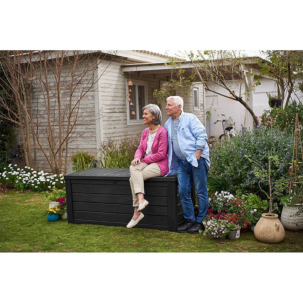 Alt View 11. Keter - Westwood Outdoor Deck Storage Box for Yard Tools 150 Gallon - Gray.
