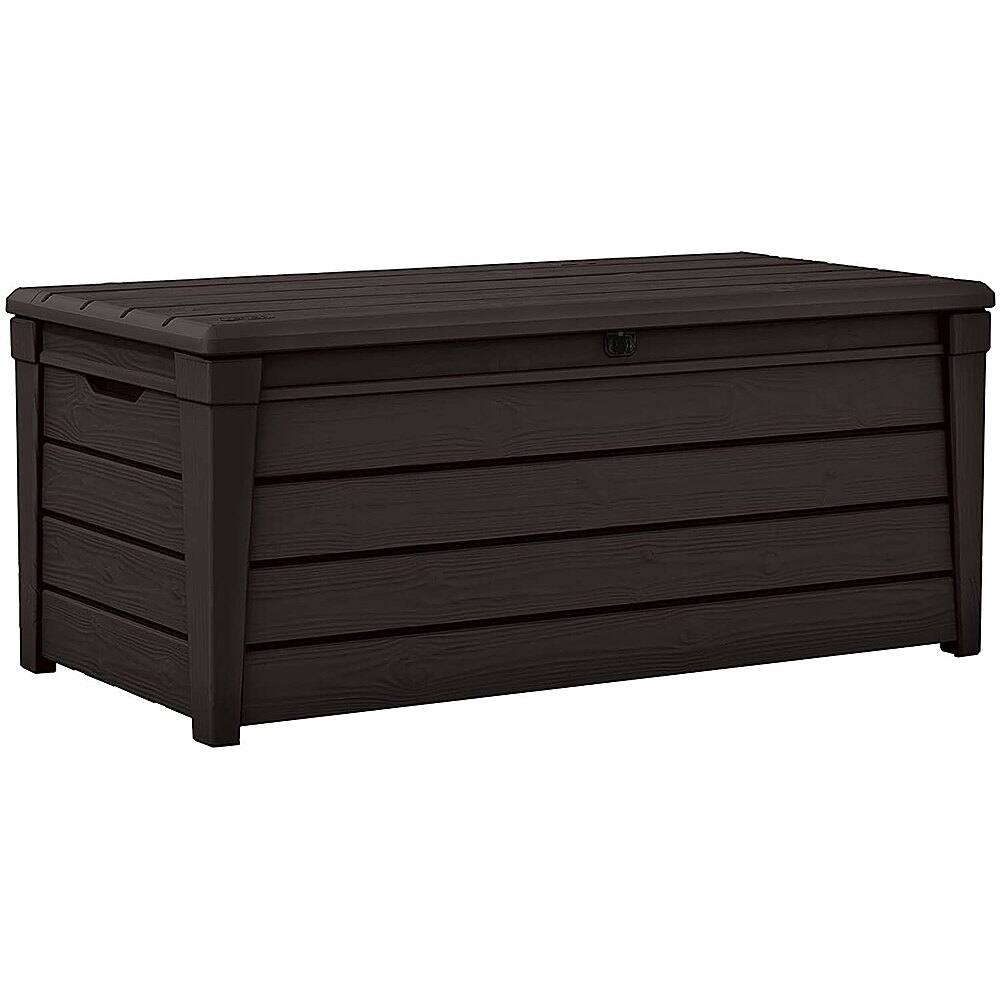 Front. Keter - 120 Gal Patio Deck Box Weatherproof Resin Storage Bench - Brown.