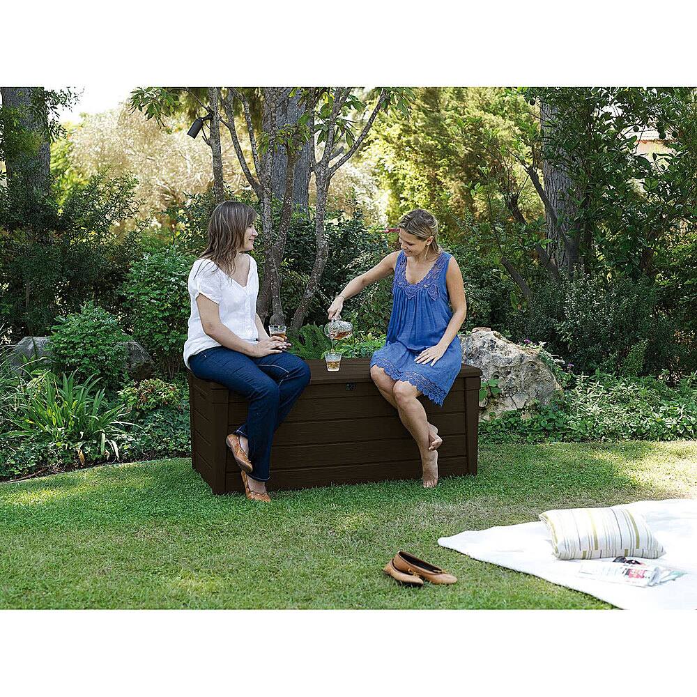 Alt View 12. Keter - 120 Gal Patio Deck Box Weatherproof Resin Storage Bench - Brown.