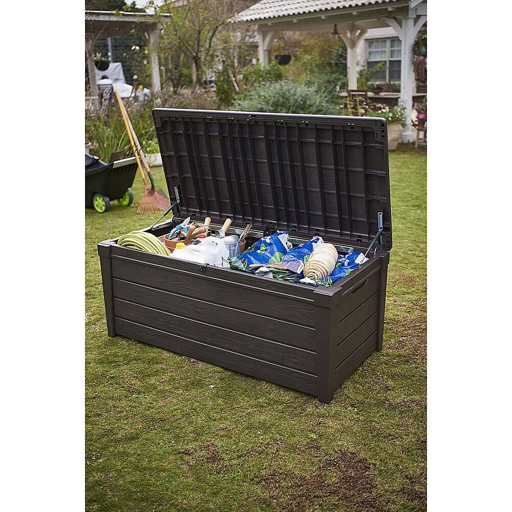 Alt View 13. Keter - 120 Gal Patio Deck Box Weatherproof Resin Storage Bench - Brown.