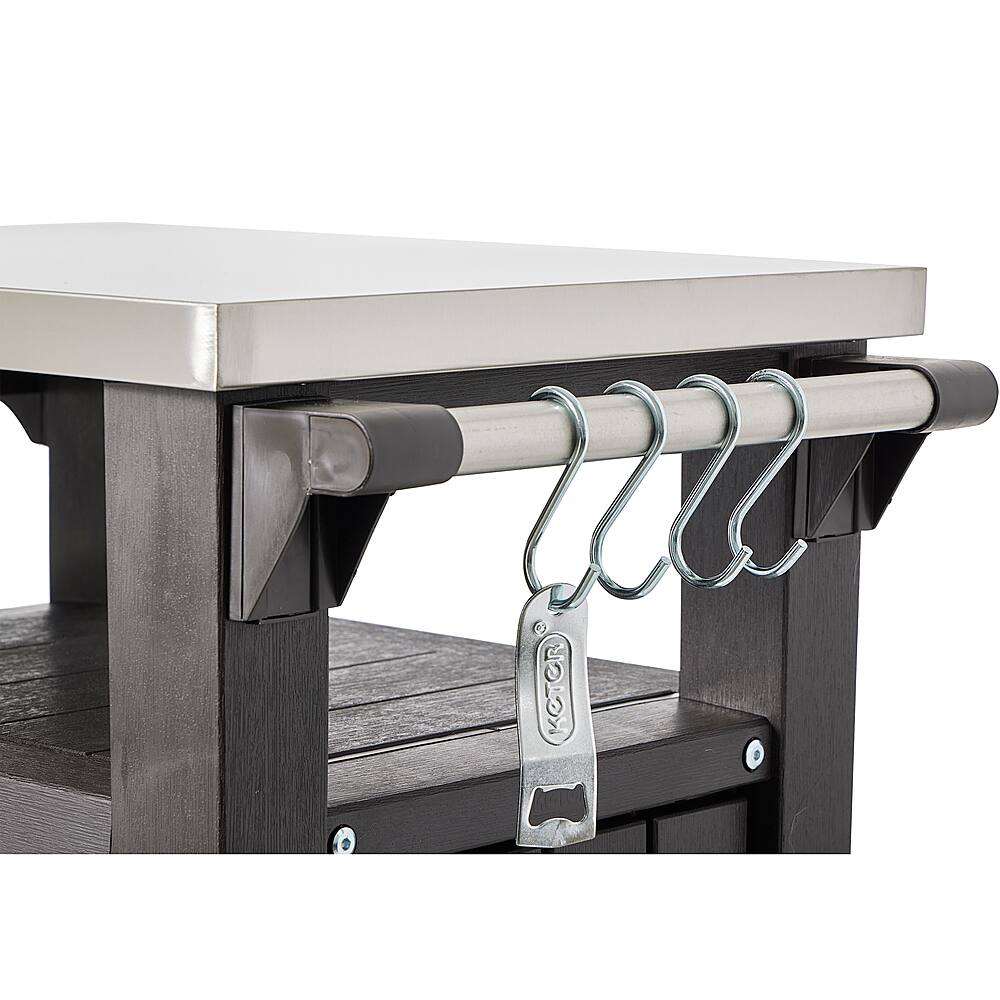 Keter 40 Gallon Patio Storage Grilling Bar Cart with Stainless Steel