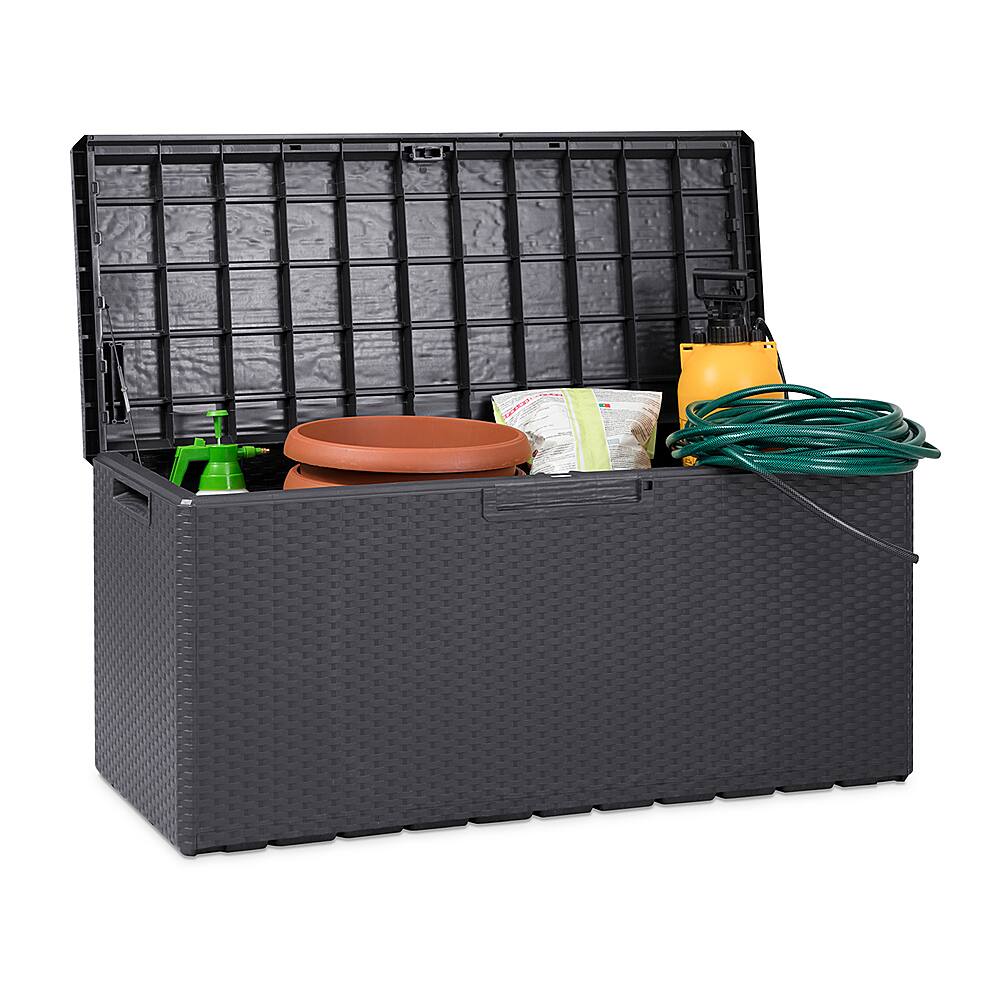 Angle. Toomax - Portofino Heavy Duty 90 Gal Novel Resin Outdoor Deck Box, Gray - Gray.