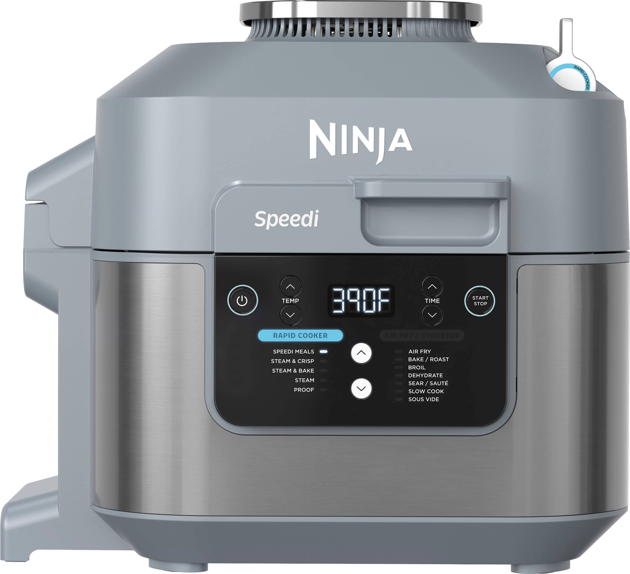 Front. Ninja - Speedi Air Fryer & Rapid Cooker, 6-Qt. Capacity, 12-in-1 Functionality, 15-Minute Meals - Sea Salt Gray.