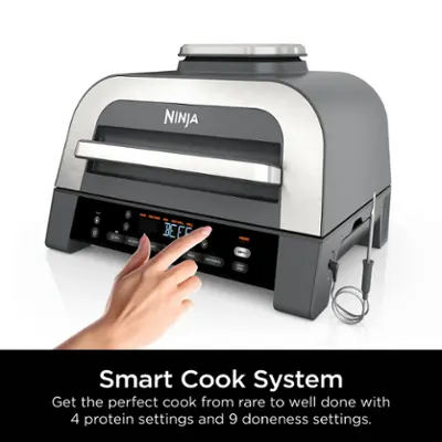 Ninja - Foodi Smart XL 6-in-1 Countertop Indoor Grill with Smart Cook System, 4-quart Air Fryer - Dark Grey/Stainless