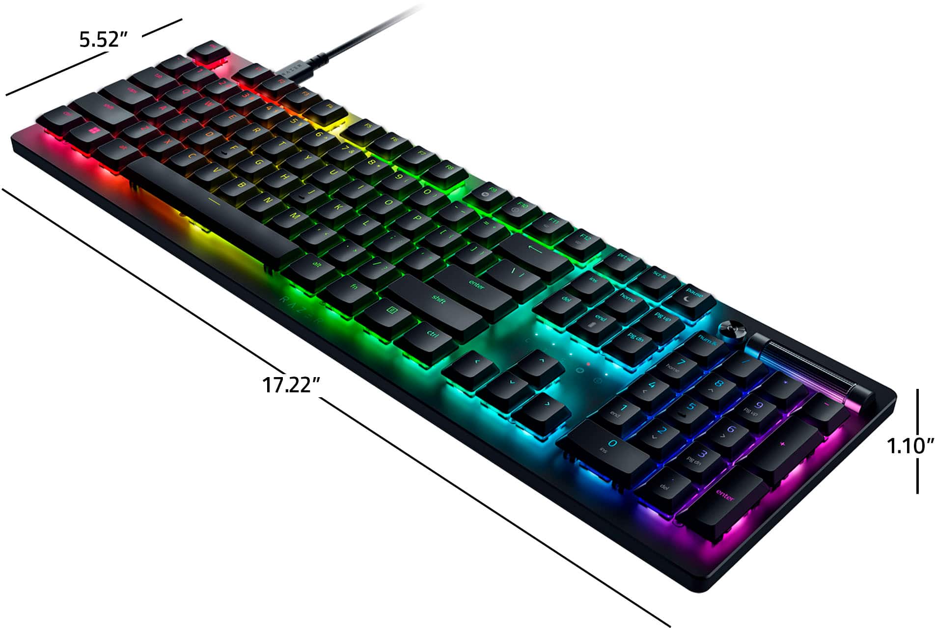 Angle. Razer - DeathStalker V2 Full Size Wired Optical Linear Gaming Keyboard with Low-Profile Design - Black.