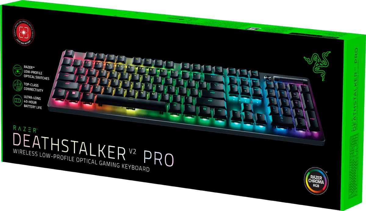 Alt View 22. Razer - DeathStalker V2 Pro Full Size Wireless Optical Linear Switch Gaming Keyboard with Low-Profile Design - Black.