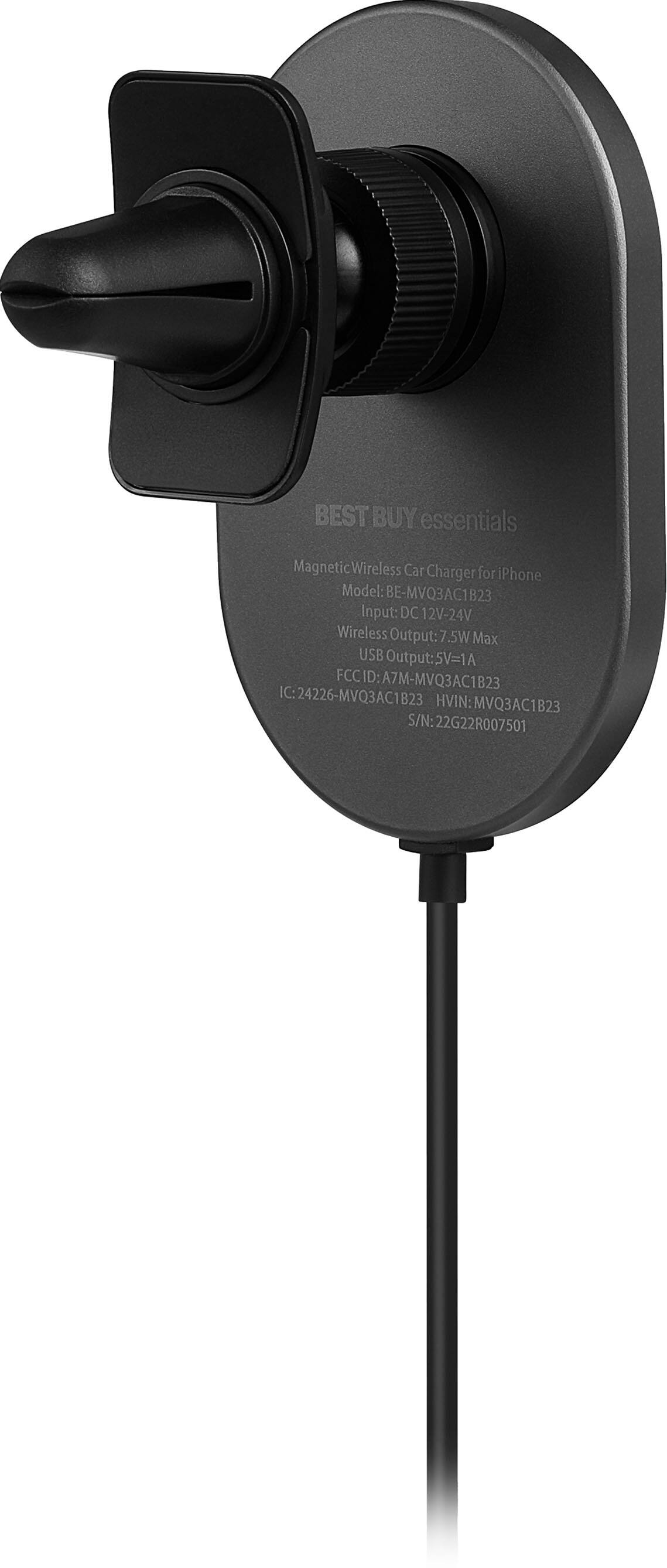 Alt View 18. Best Buy essentials™ - 7.5W Magnetic Wireless Vehicle Charger for iPhone 15/14/13/12 series - Black.