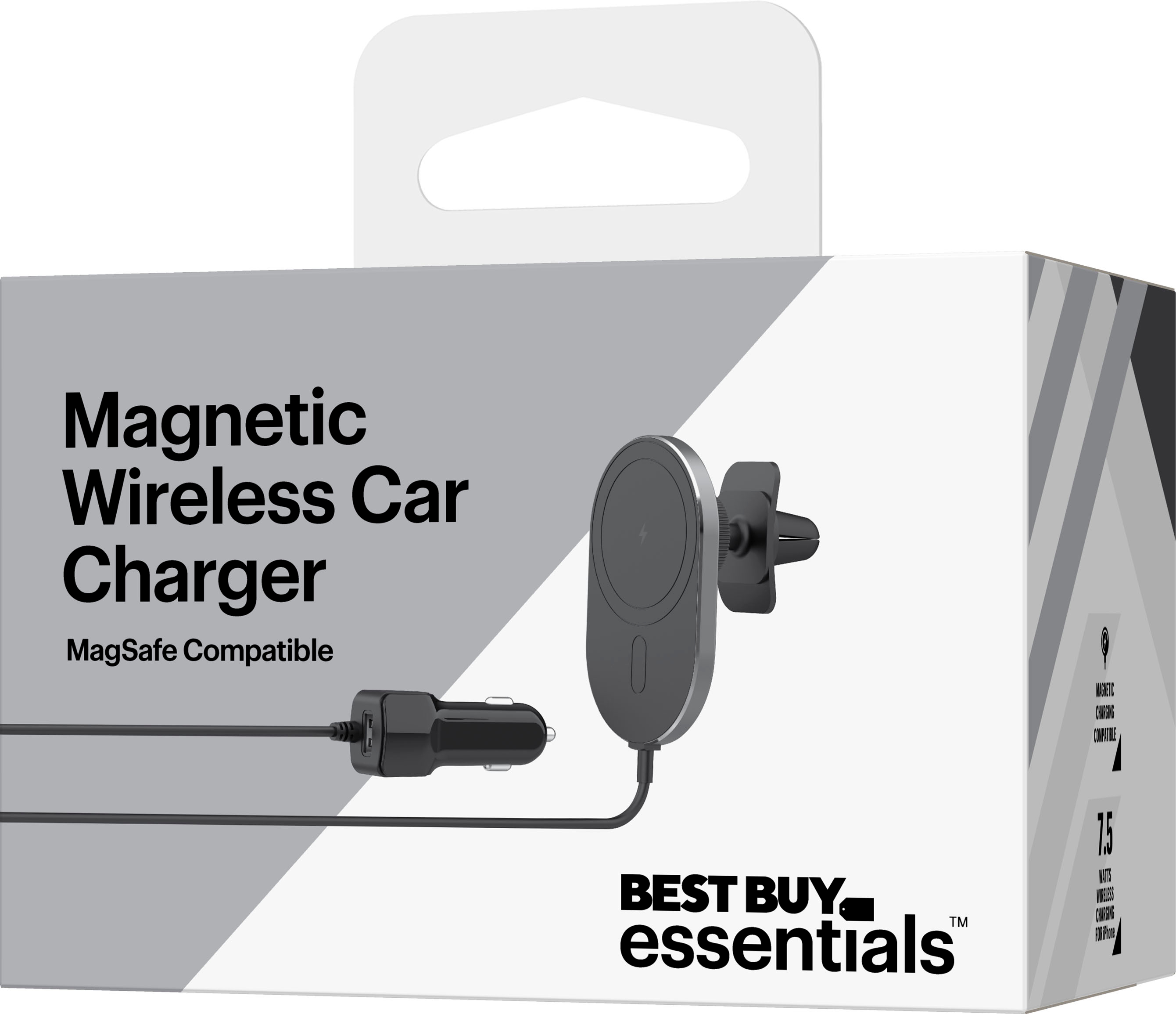 Best Buy Essentials - 7.5W Magnetic Wireless Vehicle Charger for iPhone 15/14/13/12 Series - Black