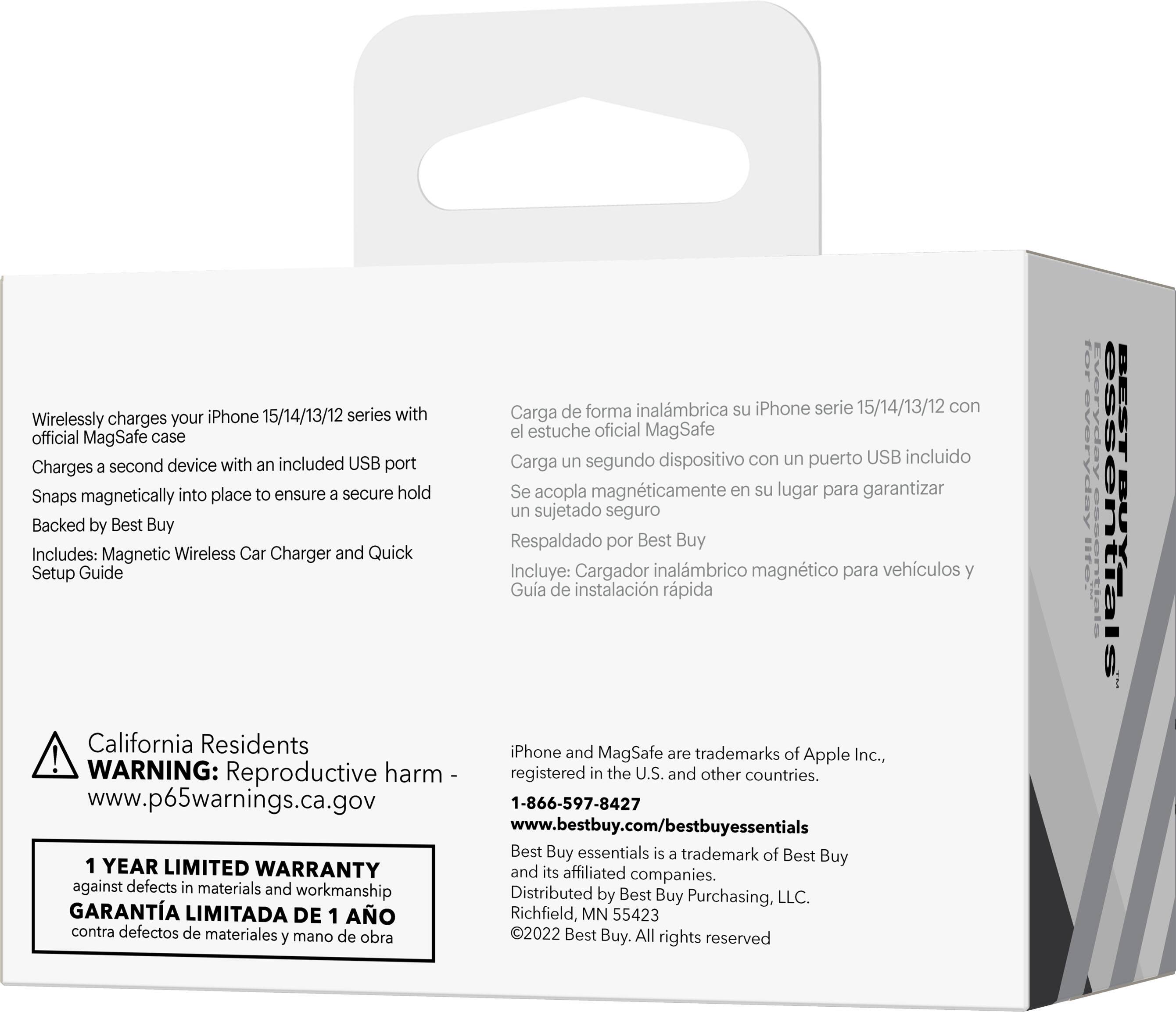 Alt View 13. Best Buy essentials™ - 7.5W Magnetic Wireless Vehicle Charger for iPhone 15/14/13/12 series - Black.