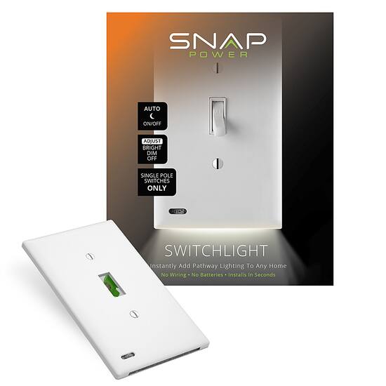 SnapPower SwitchLight Toggle Switch Wall Plate White 01-SPLG-100-TGWH - Best Buy