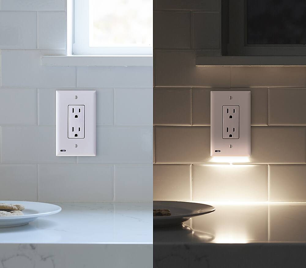 Alt View 11. SnapPower - GuideLight 2 Décor Outlet Wall Plate - White.