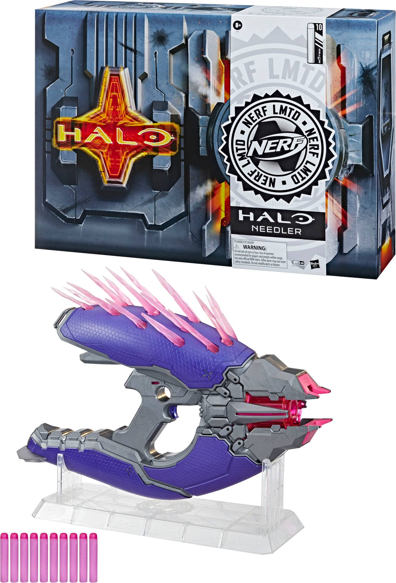  NERF LMTD Halo Needler Dart-Firing Blaster, Light-Up Needles,  10-Dart Rotating Drum, 10 Elite Darts, Game Card with in-Game Content :  Toys & Games