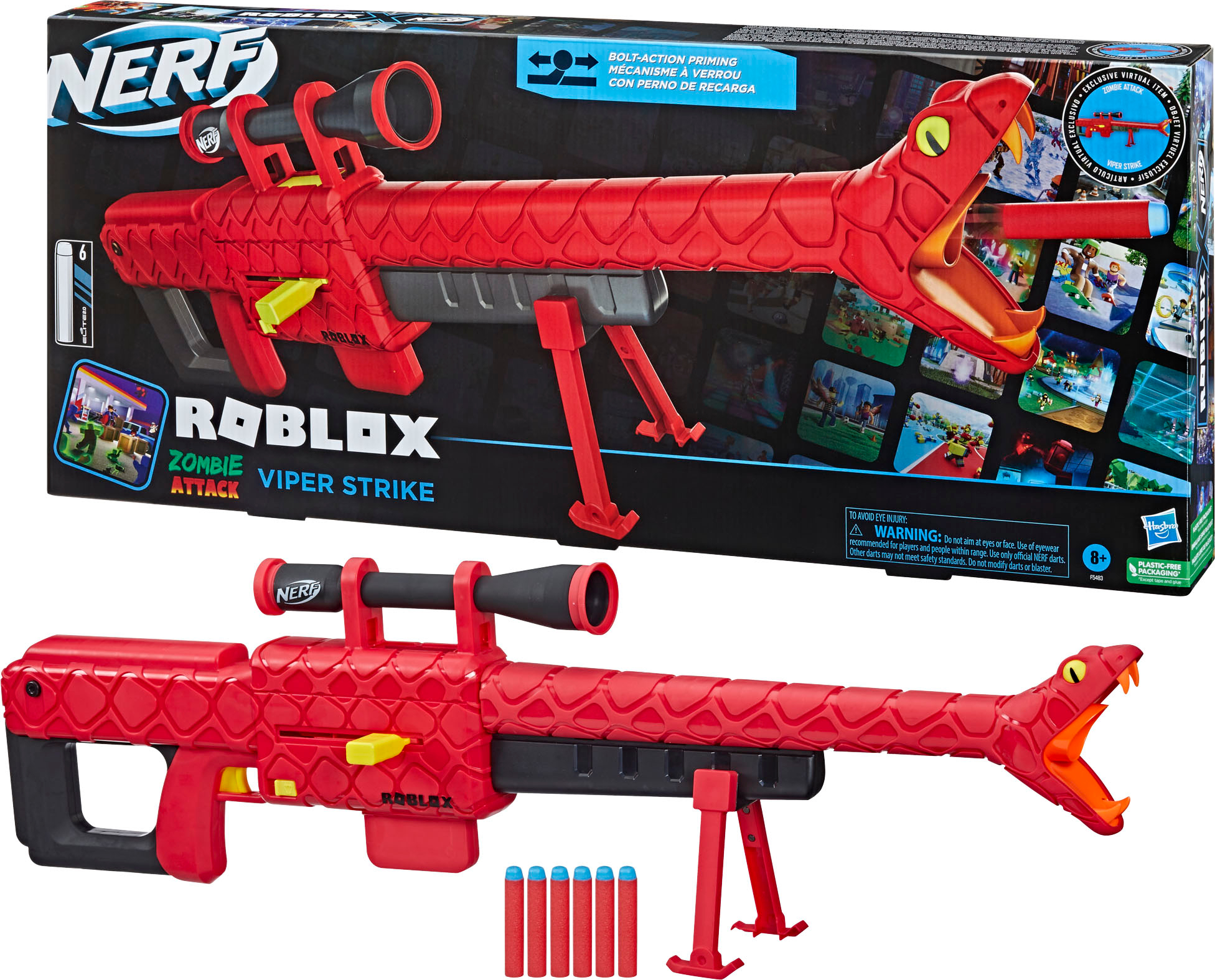 Best Buy: Nerf Roblox Zombie Attack: Viper Strike Dart Blaster F5483