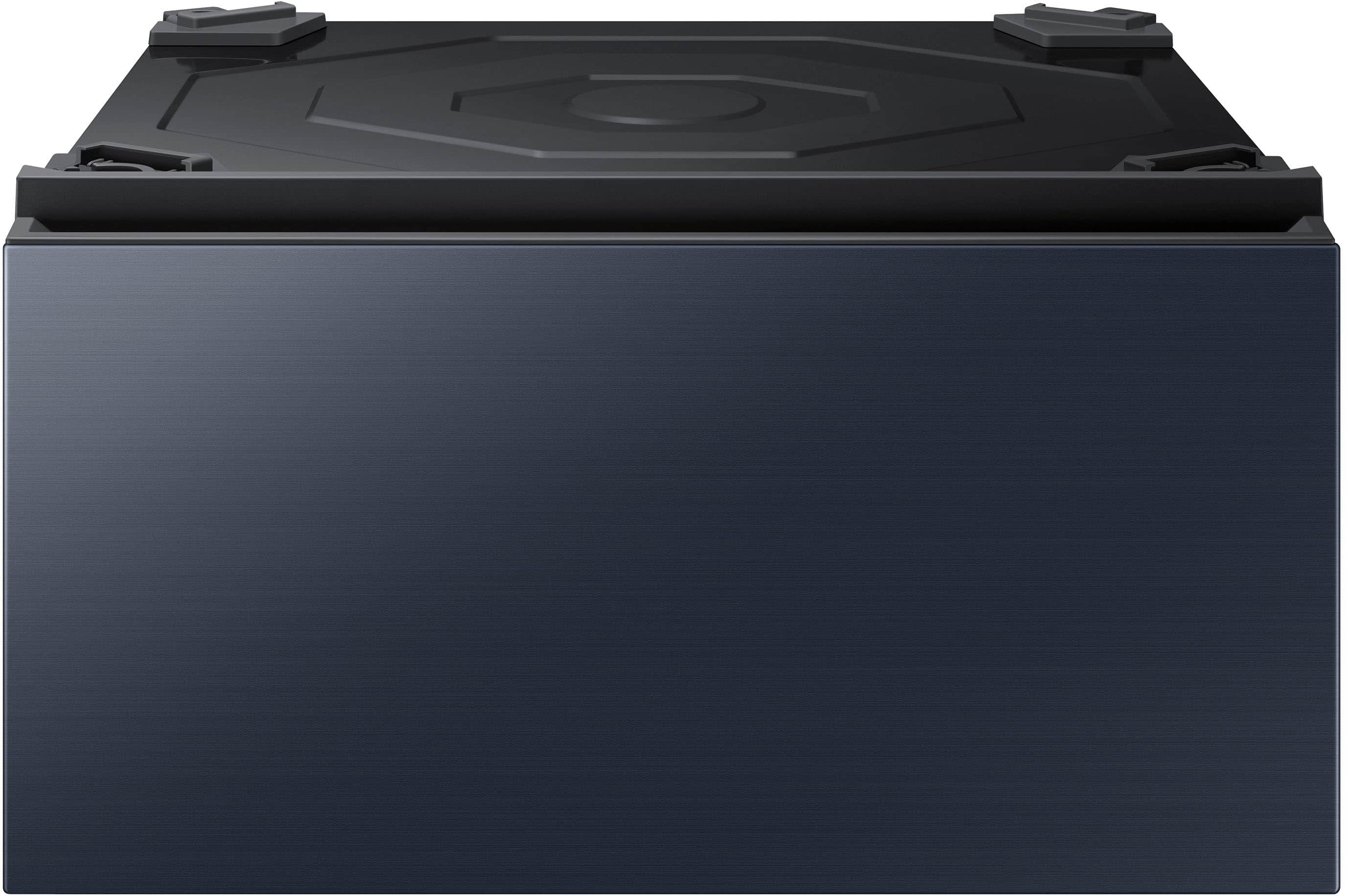 Front. Samsung - Bespoke 27-in Laundry Pedestal with Storage Drawer - Brushed Navy.