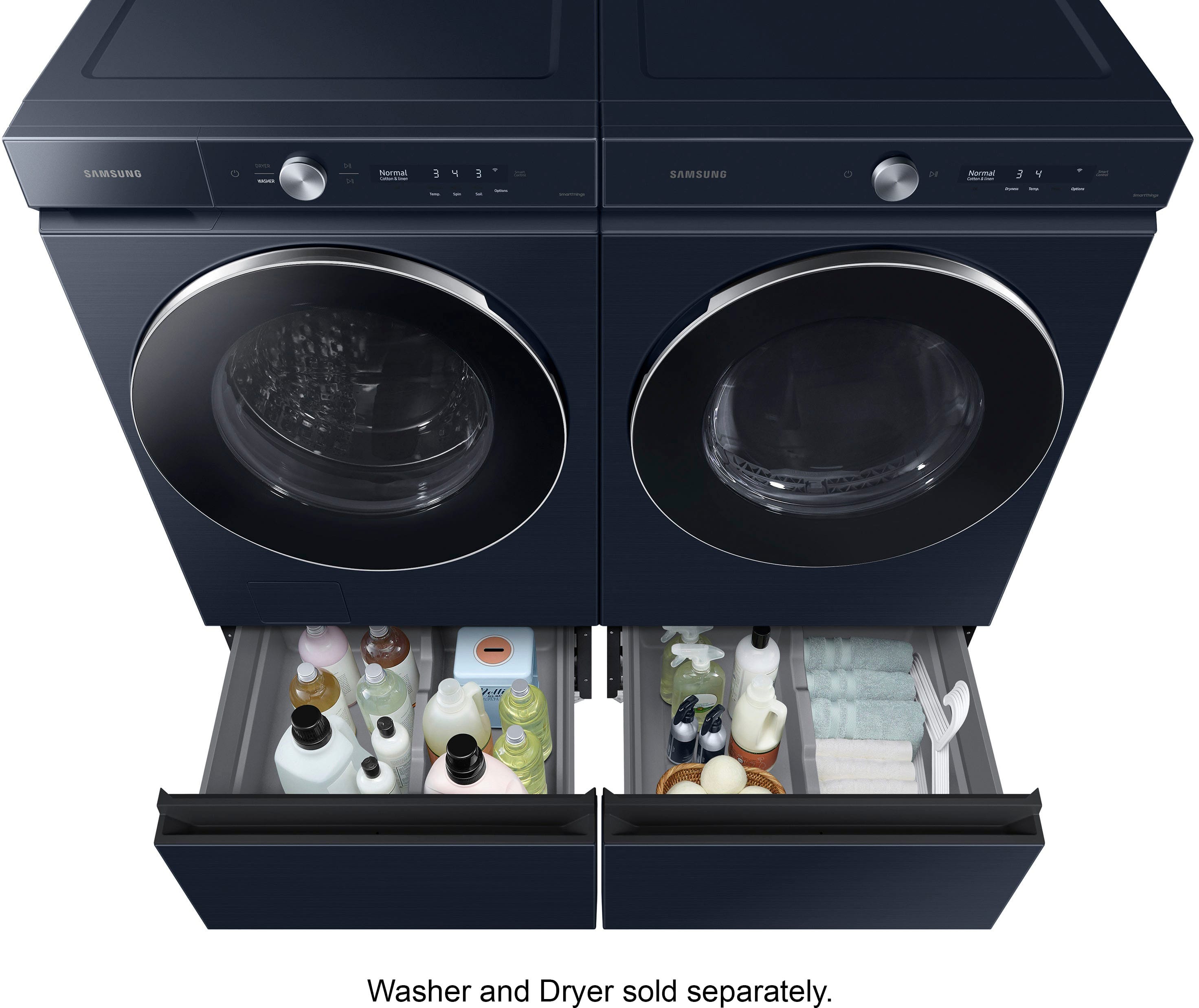 Alt View 13. Samsung - Bespoke 27-in Laundry Pedestal with Storage Drawer - Brushed Navy.