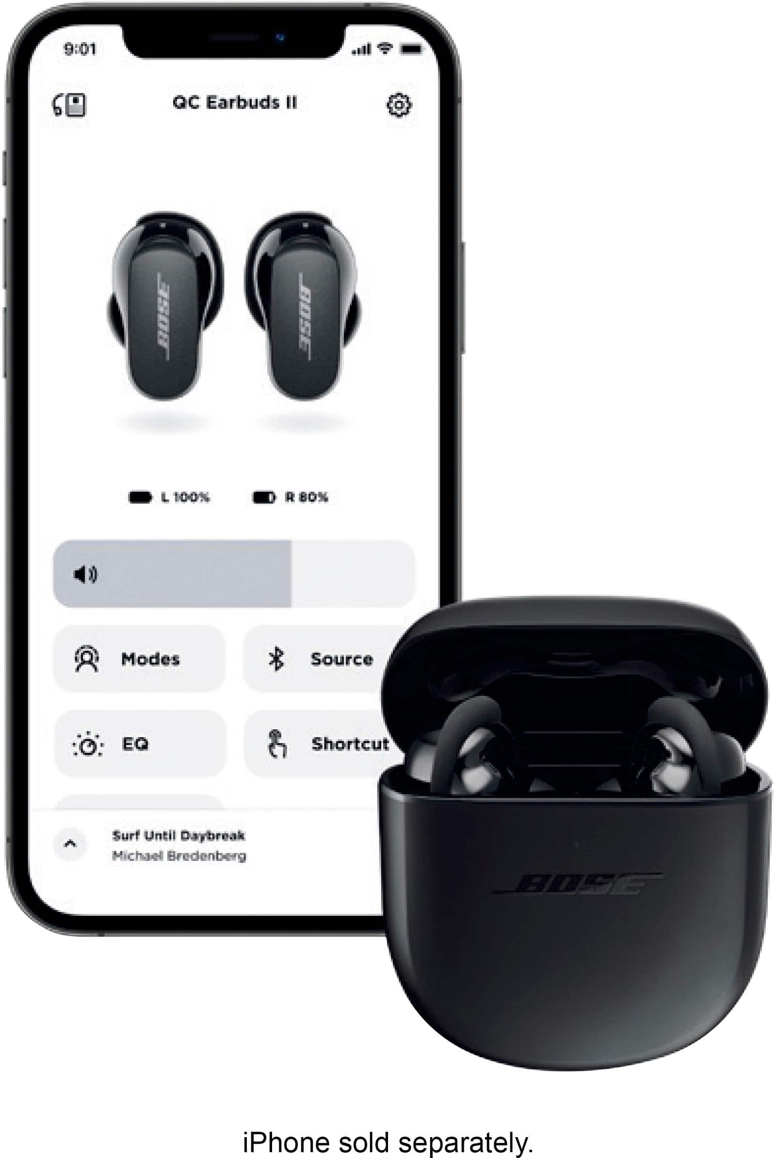 Left. Bose - QuietComfort Earbuds II True Wireless Noise Cancelling In-Ear Headphones - Triple Black.