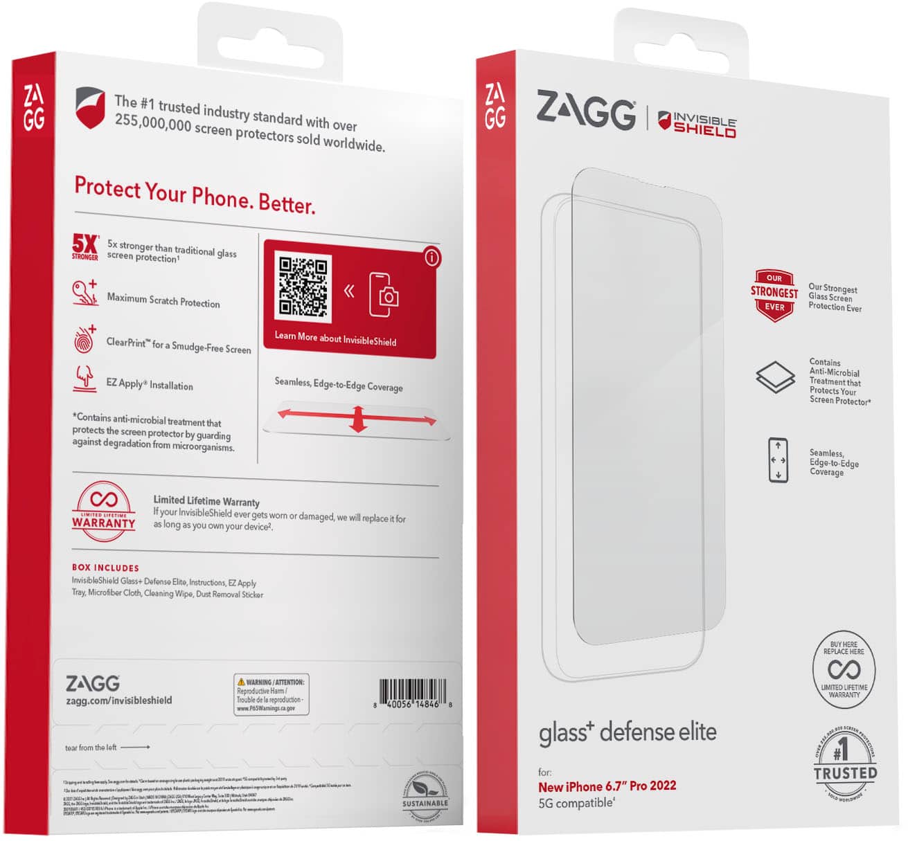 Alt View 11. ZAGG - InvisibleShield Glass+ Defense Elite Maximum Edge-to-Edge Impact & Scratch Screen Protector for Apple iPhone 14 Pro Max - Clear.