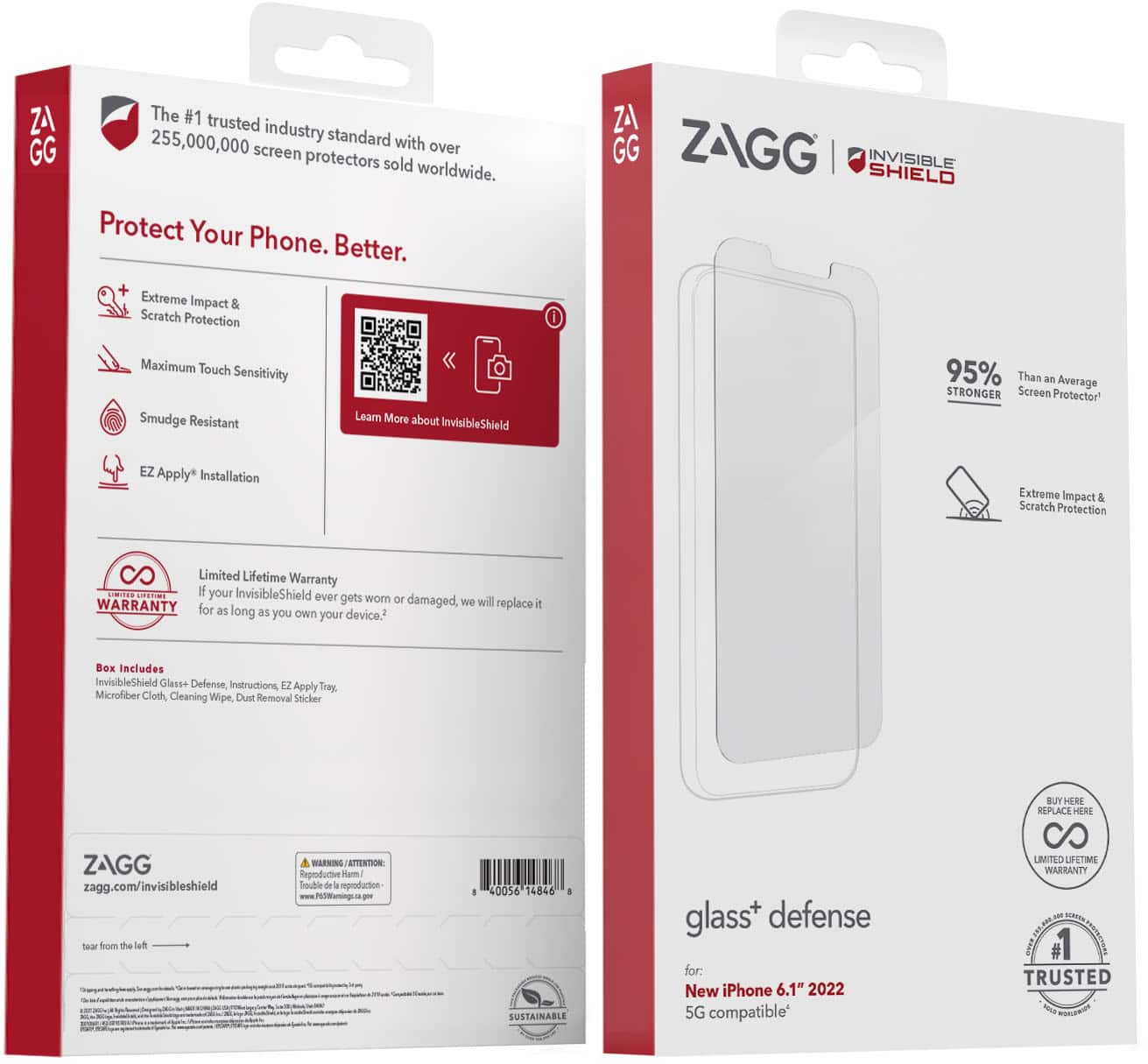 Alt View 13. ZAGG - InvisibleShield Glass+ Defense Screen Protector for Apple iPhone 14 - Clear.
