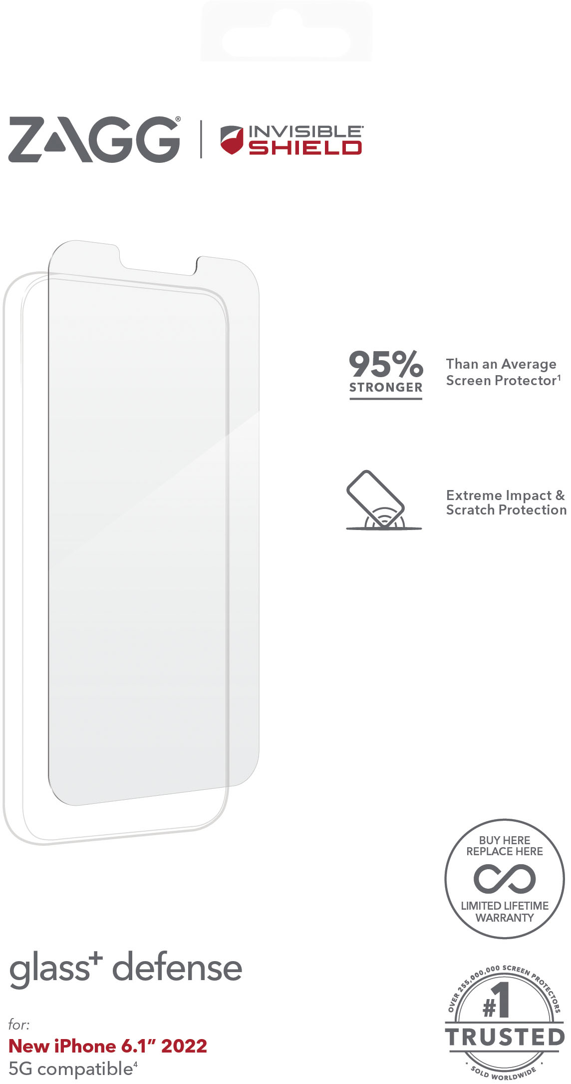ZAGG InvisibleShield Glass+ Defense Screen Protector for Apple iPhone 13/13  Pro 200108351 - Best Buy
