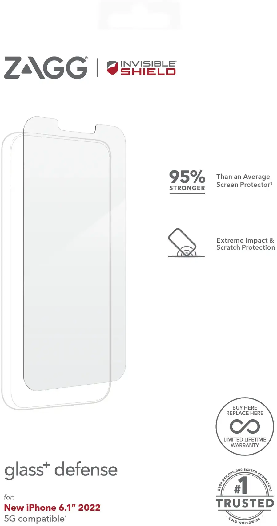 Alt View 14. ZAGG - InvisibleShield Glass+ Defense Screen Protector for Apple iPhone 14 - Clear.