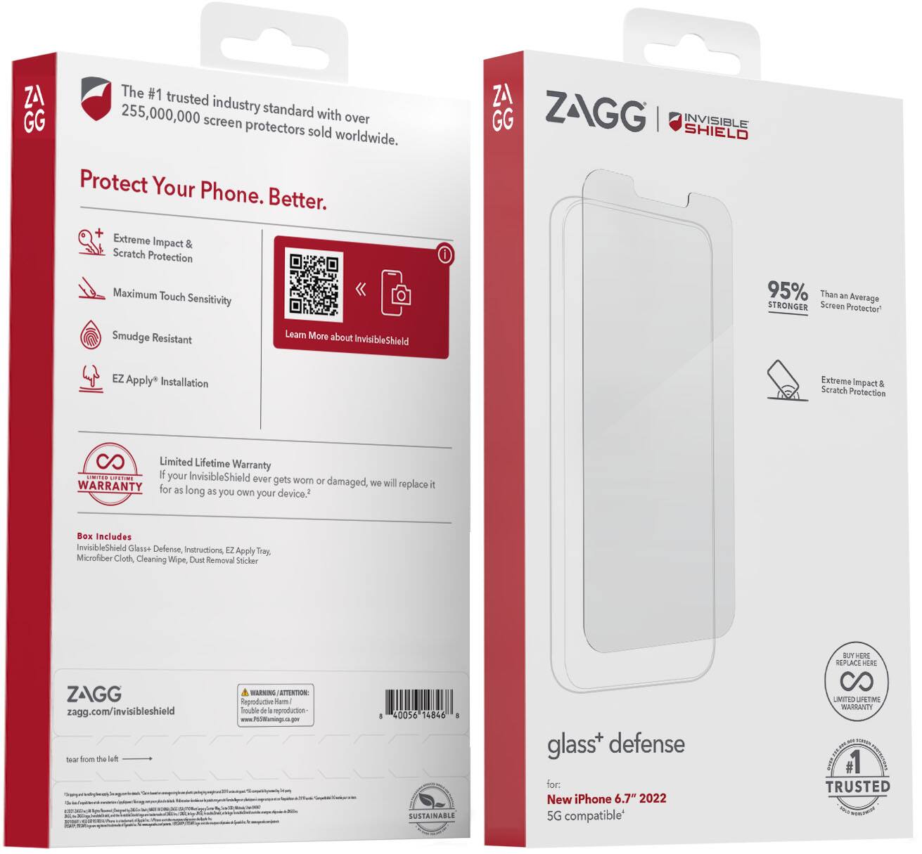 Alt View 14. ZAGG - InvisibleShield Glass+ Defense Screen Protector for Apple iPhone 14 Plus - Clear.