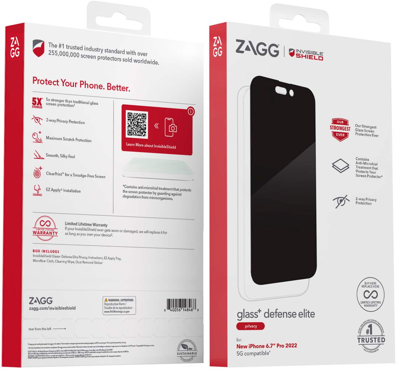 Alt View 11. ZAGG - InvisibleShield Glass+ Defense Elite Privacy Max Impact & Privacy Filtering Screen Protector for Apple iPhone 14 Pro Max.